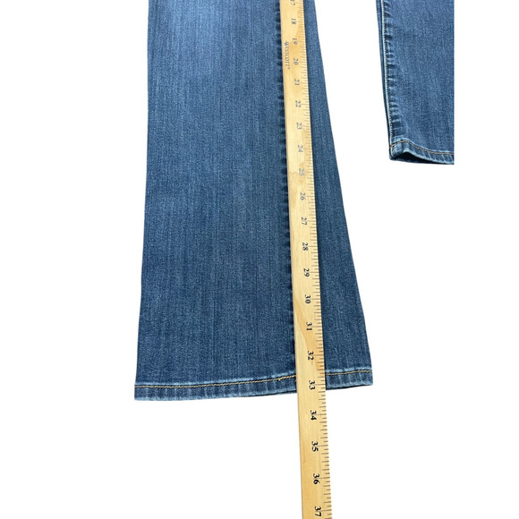 Mossimo Low Rise Bootcut Flare Y2K Jeans Sz 8 32x33 Long Stretch Dark Comfort - Picture 2 of 7